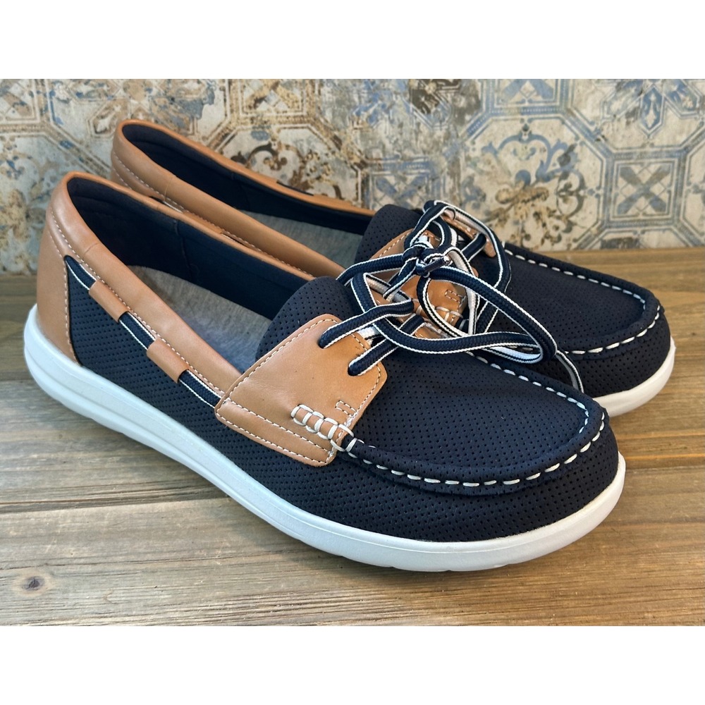 Clarks Cloudsteppers Boat Shoes Breathable Blue Womens 8 Nautical Sporty